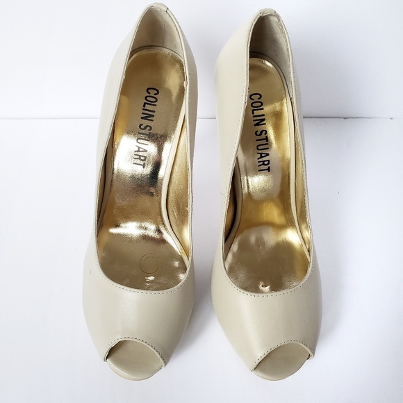 *New Colin Stuart Leather Peep Toe Heels - Picture 3 of 5